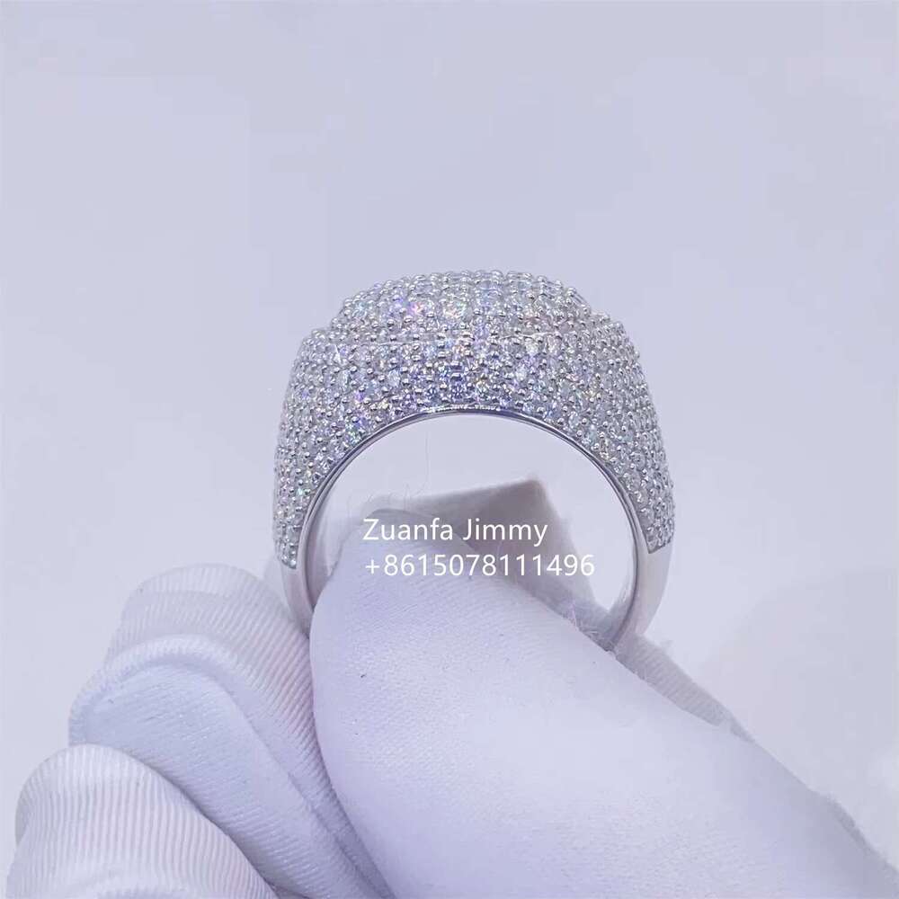 Pass tester chilled VVS1 silica rapper jewelry cool little finger hip-hop men's platinum gold-plated ring
