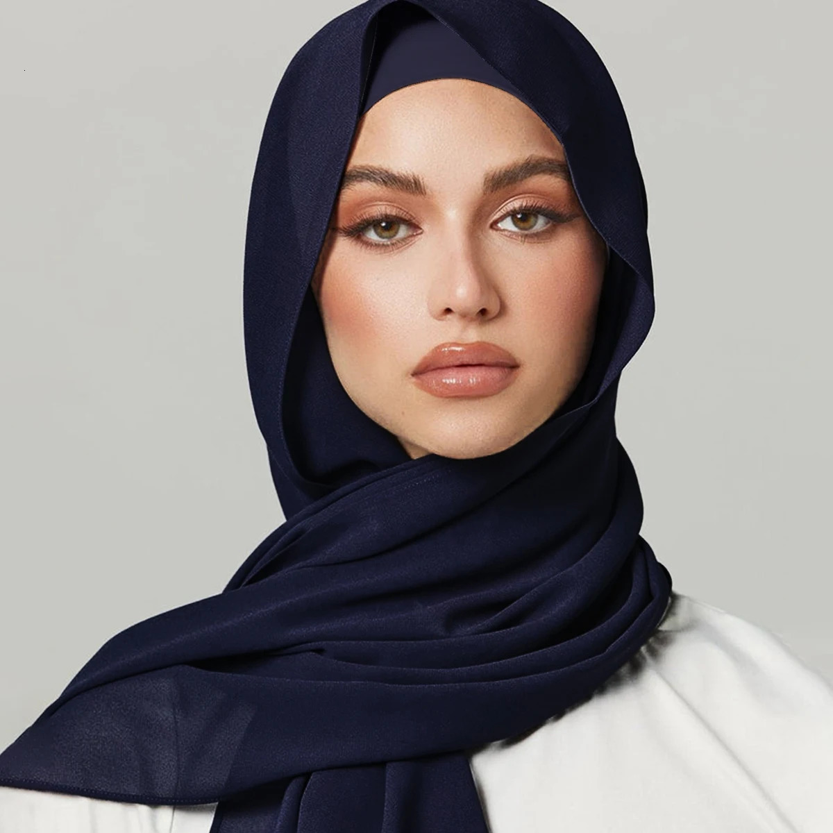 Rayon Cotton Hijab With Undercap Plain Color Muslim Shawl Elastic Inner Islam Turban Fashion Headband Bonnet 2pcs 250517