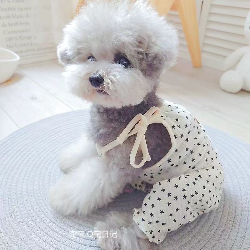 T00224 Pet Bichon Schnauzer Teddy Dog Clothes Autumn and Winter Thin Denim Clothes Four-legged Clothes Cute and Handsome