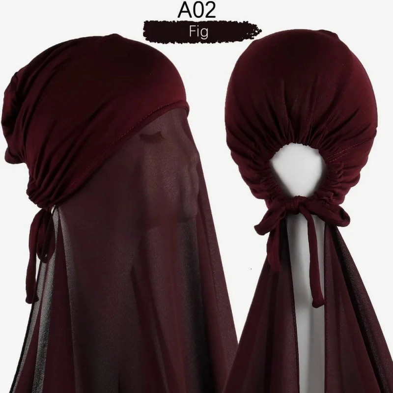 Headscarf Malay Hui Scarf Headband Chiffon Modal Adjustable Hat Convenient Set 250517