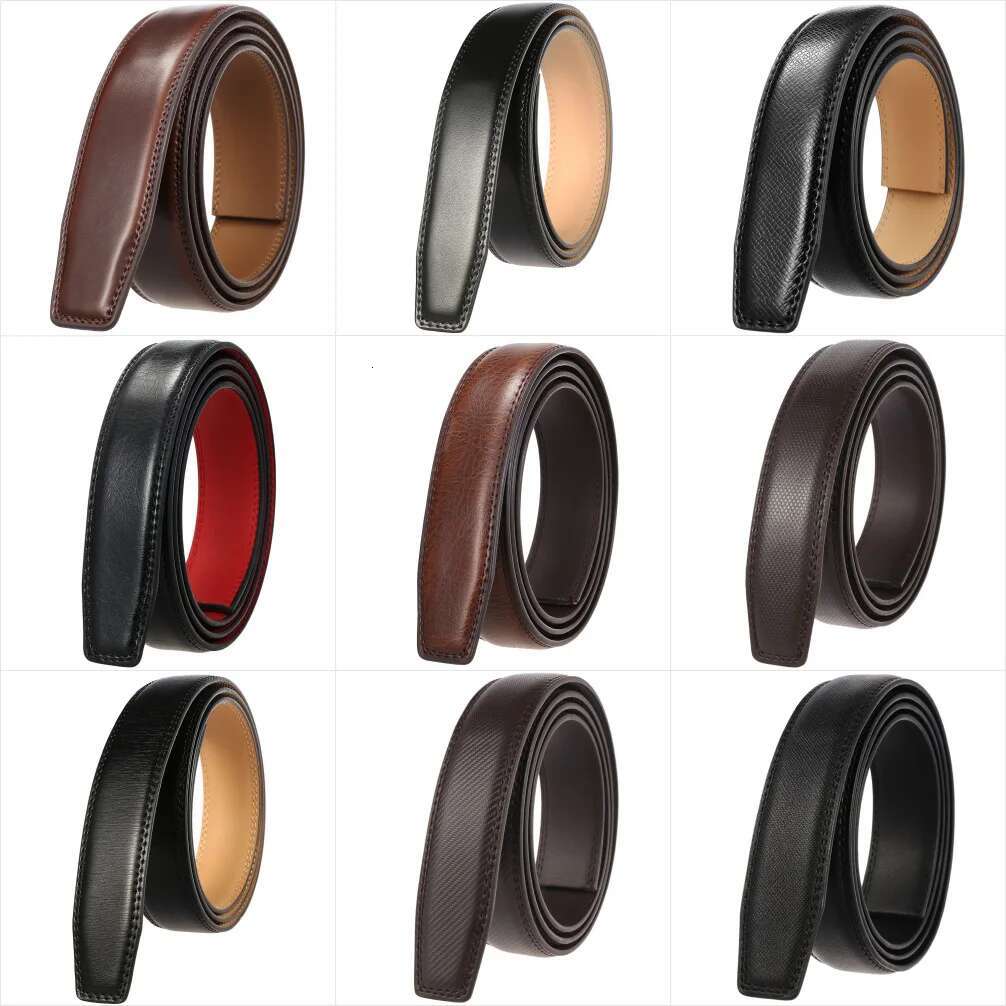 30mm 31mm Width No Buckle Belt For Men Black White Coffee Red Mens Leather Belts Without Buckles High Quality Strap