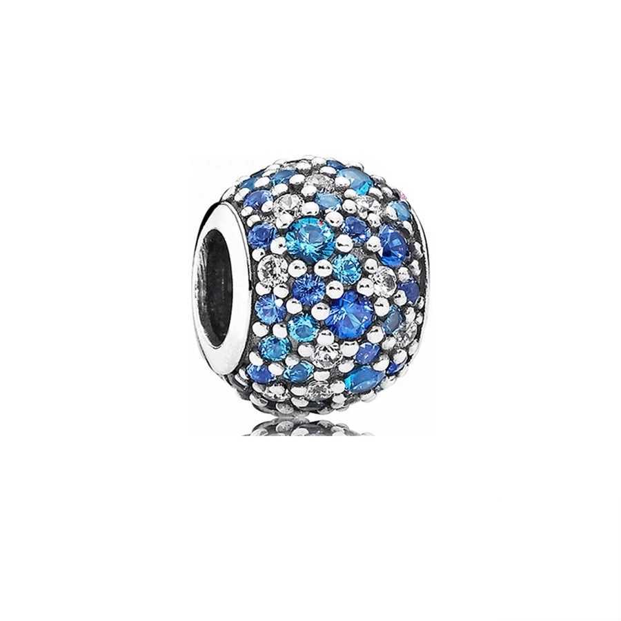 Hot Sale Sparkling Bead Round She Clear Gemstone Charm Fit Original 925 Sterling Silver Bracelet DIY Women Fashion JewelryGiftXJ250517