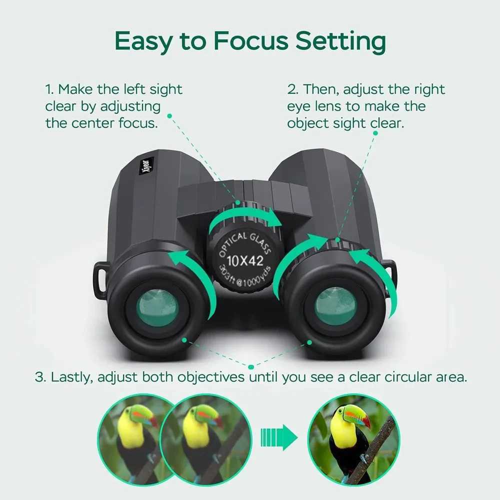 10X42 HD Binoculars For Adults BAK4 FMC Lens Waterproof Fogproof Compact Binoculars For Bird Watching Hunting Hiking Sports Y250516