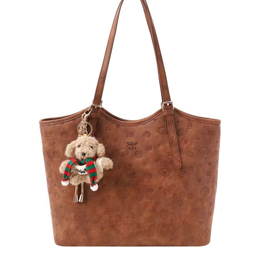Bread Dog Happy Party Tote Women's Large Capacity Brown Handheld Shoulder Bag 2025 New Edition