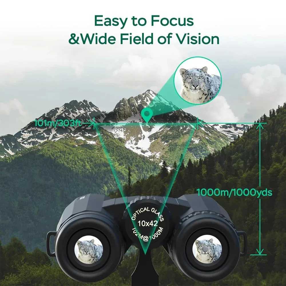 10X42 HD Binoculars For Adults BAK4 FMC Lens Waterproof Fogproof Compact Binoculars For Bird Watching Hunting Hiking Sports Y250516