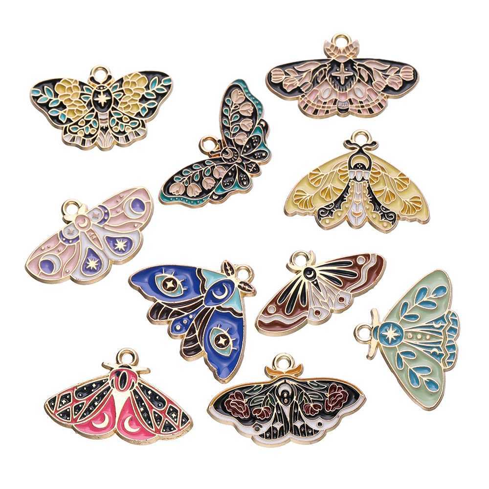 10Pcs/lot Drop Oil Alloy Metal Butterfly Charms Animal Pendants For DIY Bracelet Necklace Jewelry Making AccoriesXJ250517