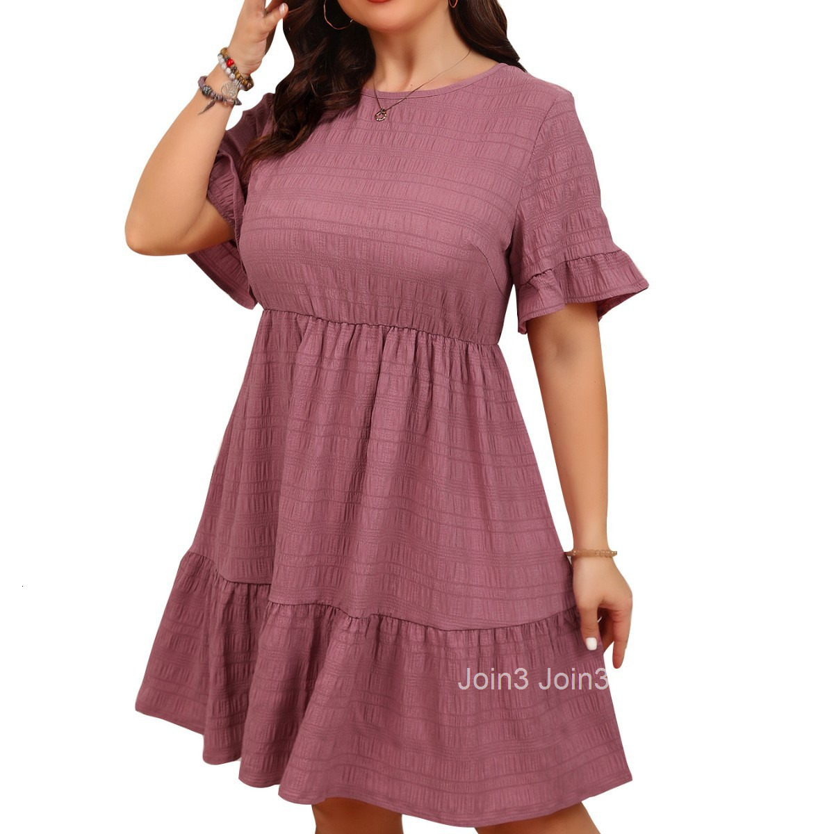 Womens Dress Loose Casual Short Sleeved Waist Flowing Dress