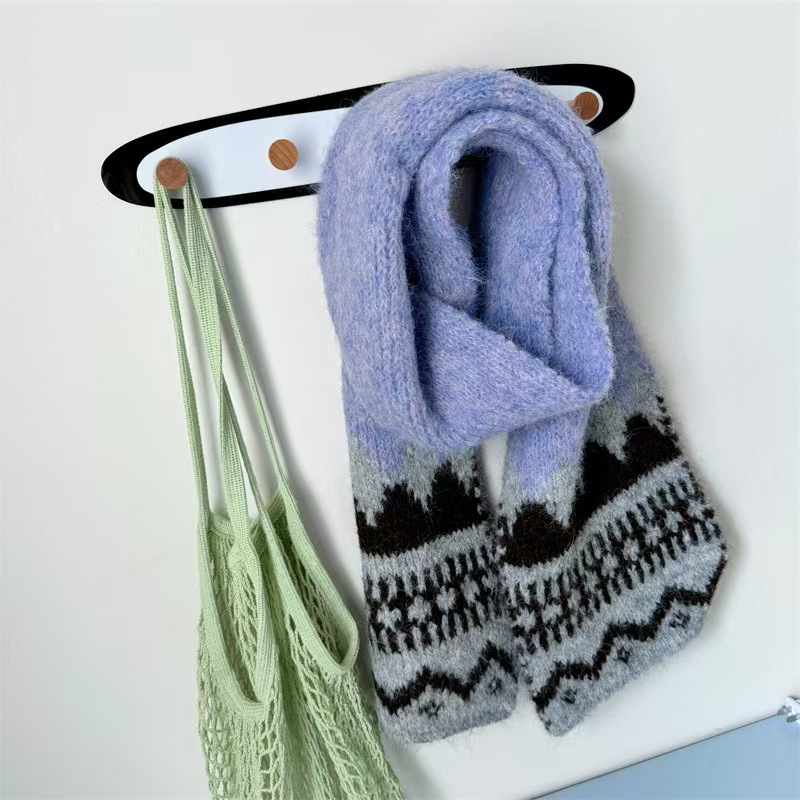 T732 style jacquard knitted scarf female autumn and winter Korean style warm all-match high-end couple shawl neck scarf