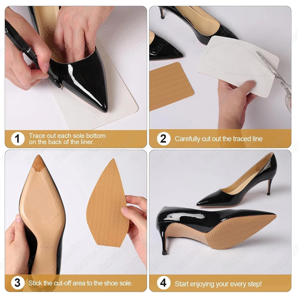 2pcs Rubber Soles for Shoes Repair Sole Protector for High Heels Self-Adhesive Non-Slip OutSoles Replacement Non Slip Shoe Pads 250515