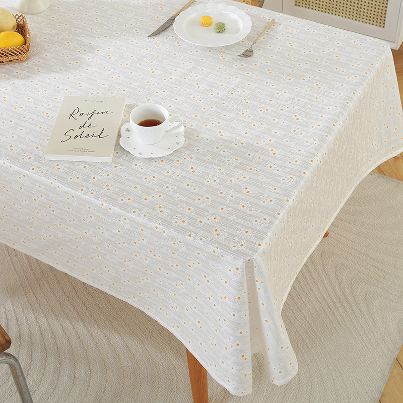 Waterproof and oil-proof tablecloth cotton and linen fabric dining table coffee table round table square tablecloth daisy floral desktop H56L01