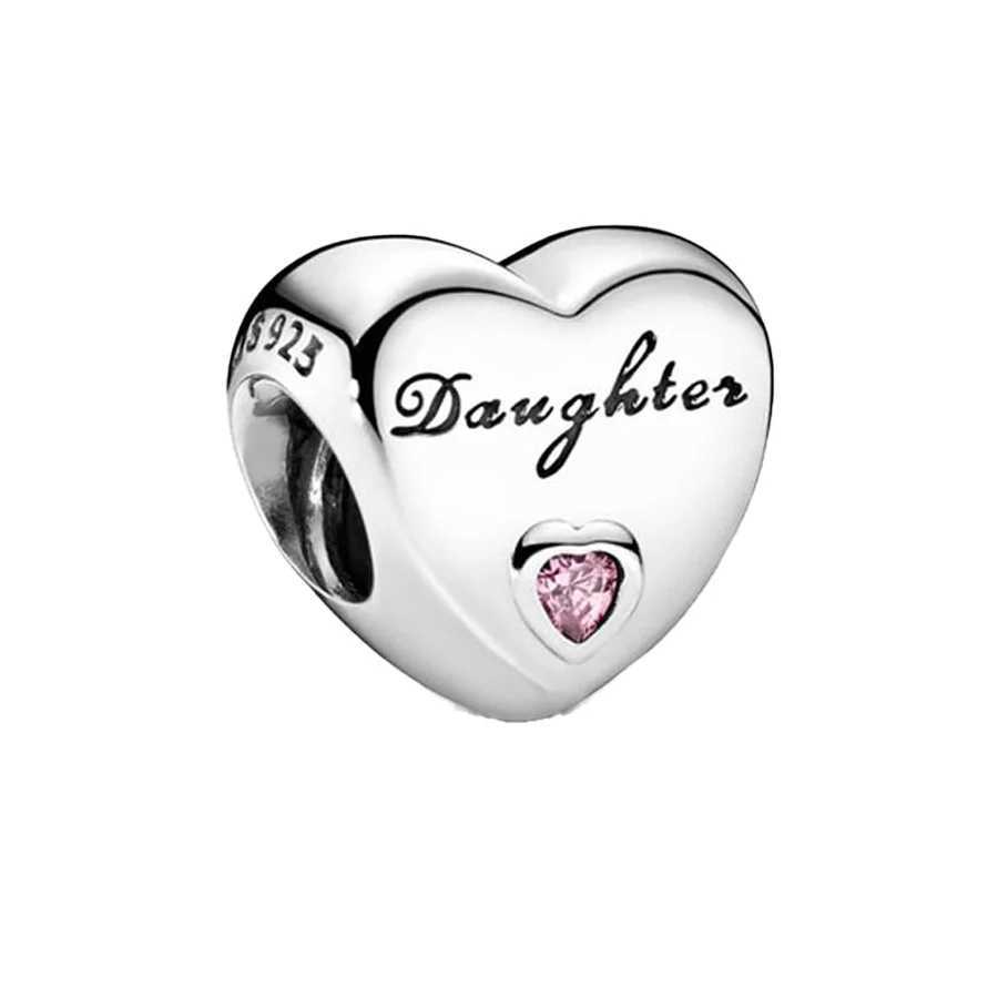NEW Heart Bead Your Grandma Dad Uncle Daughter Uncle Charm Fit Original European Silver S925 Bracelet For DIY Jewelry GiftXJ250517