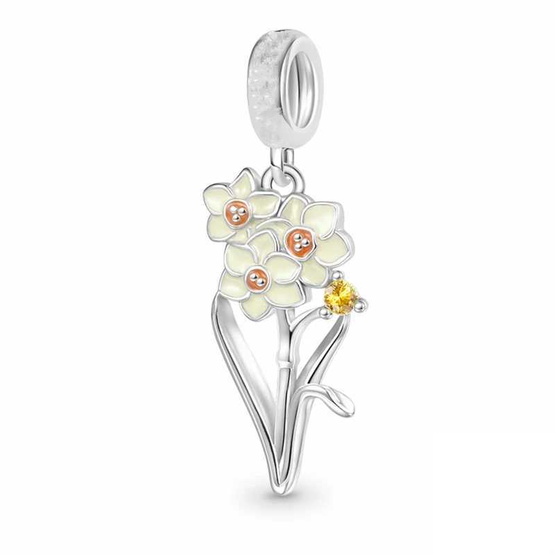 New DIY Charm Beads Jewelry Gift Black Red Roses Daisy Lily Plum blossom Tulip Fit Original 925 Sterling Silver BraceletXJ250517