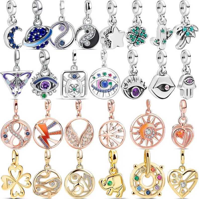 925 Sterling Silver Mini Dangle Charm Me Eye Tree Heart Star Moon Pendant Beads Fit Original Pantaro ME Bracelets JewelryXJ250517