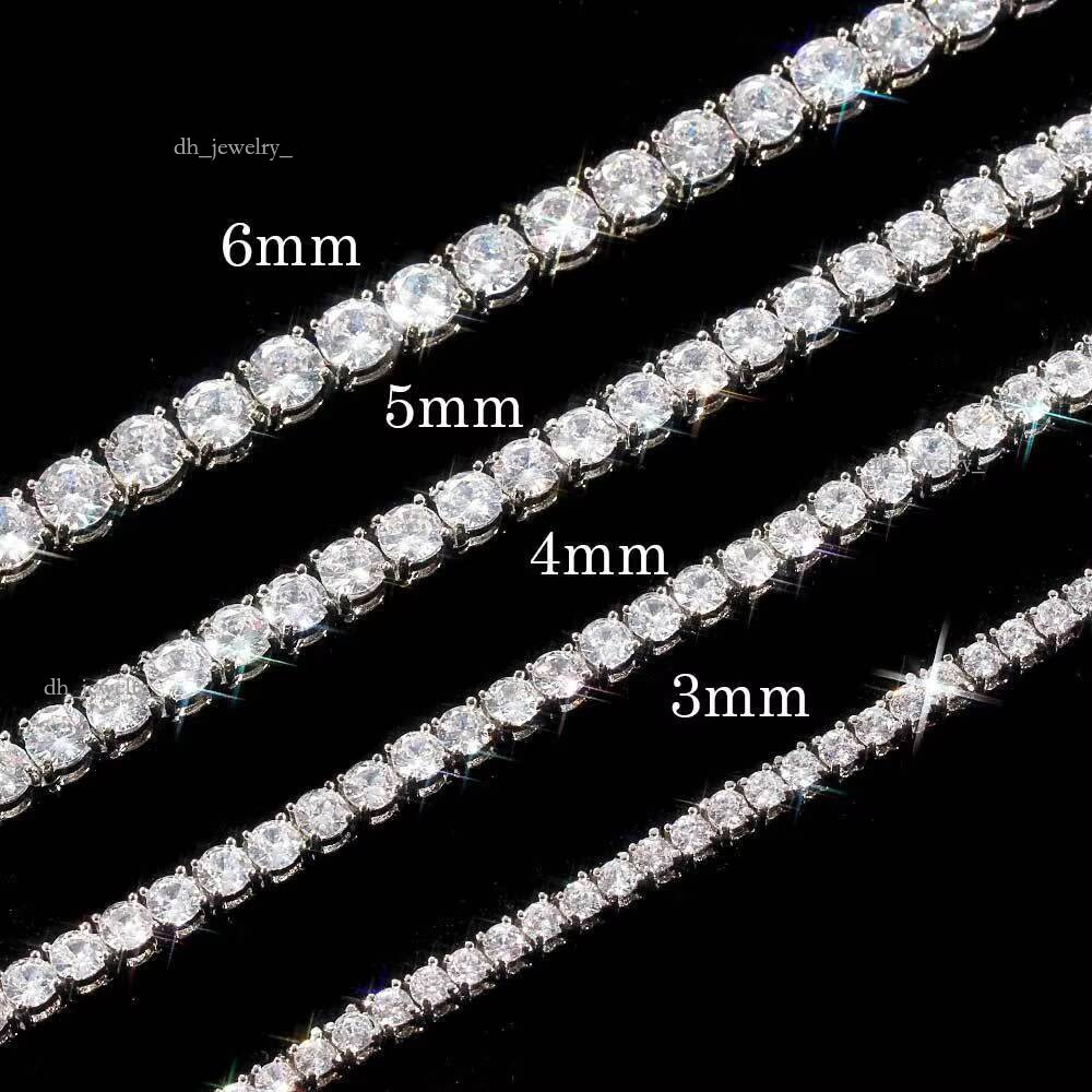 3mm 1 Row Bling Copper Material Necklace Hip Hop Tennis Zircon Chain Link Man and Women Iced Out Jewelry