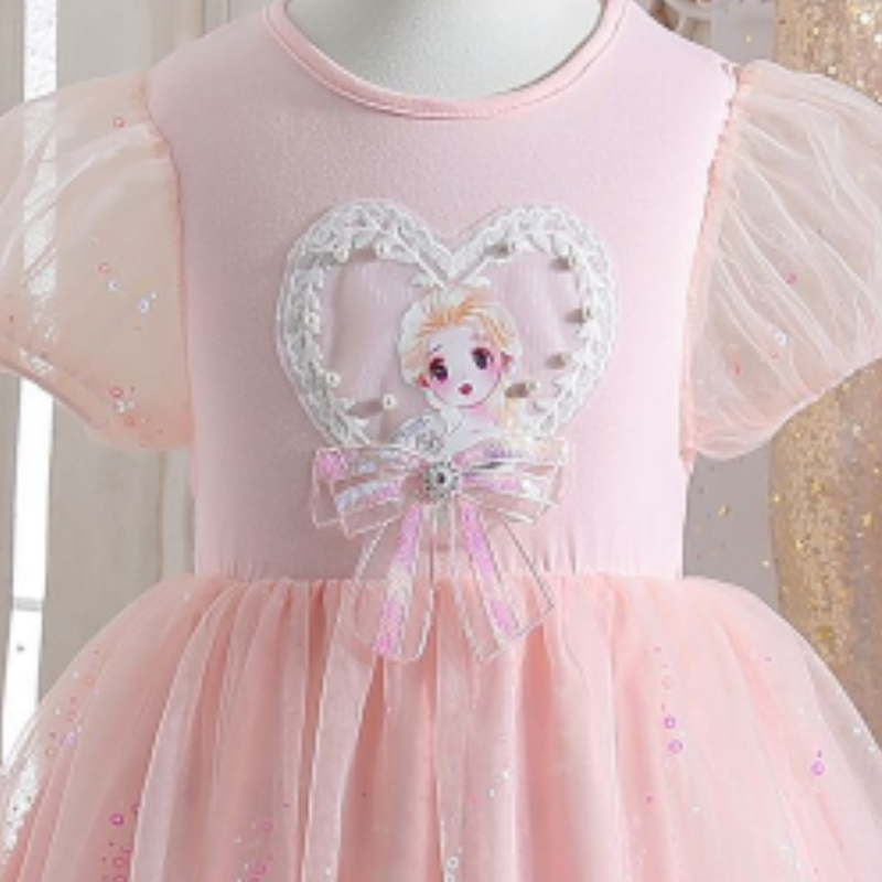 DISNEY girls designer clothes toddler designer clothes Frozen Elsa princess Summer short-sleeved dress children cotton comfortable soft.
