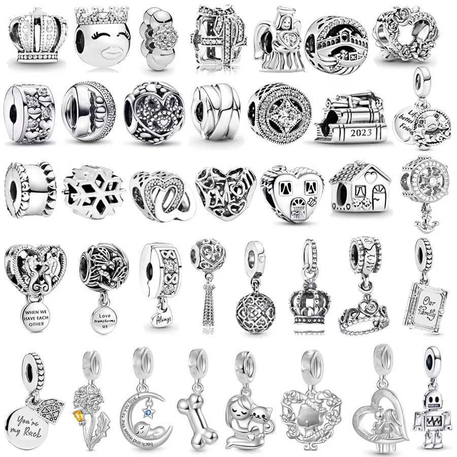 NEW Little House Lantern Heart Clip Crown Dangle Charm Bead Fit Original Pan 925 Sterling Silver Bracelet DIY Jewelry GiftXJ250517