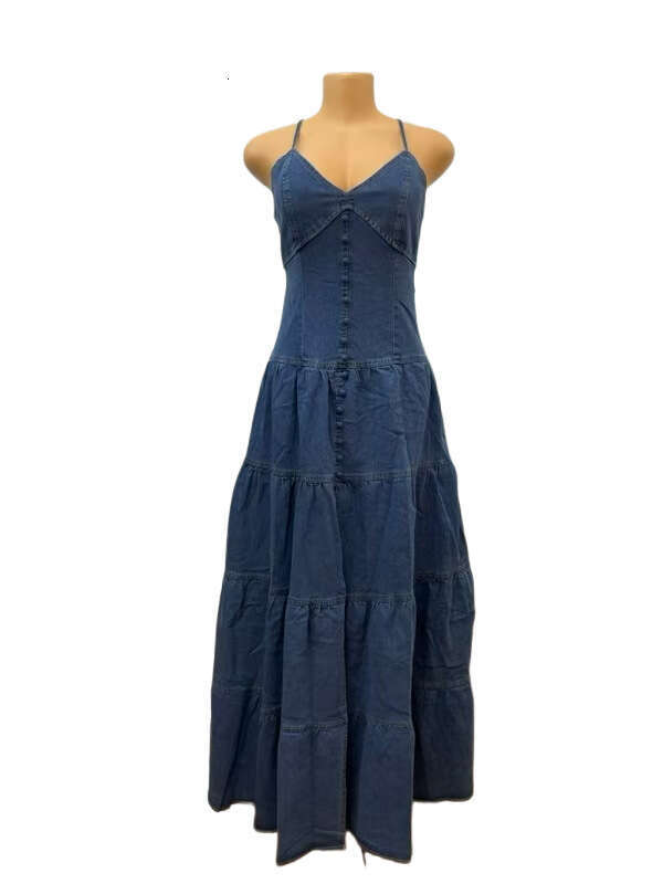 Wide Leg Jumpsuit Women S New Sweet And Sexy V Neck Camisole Backless Cake Long Skirt Dress For Women