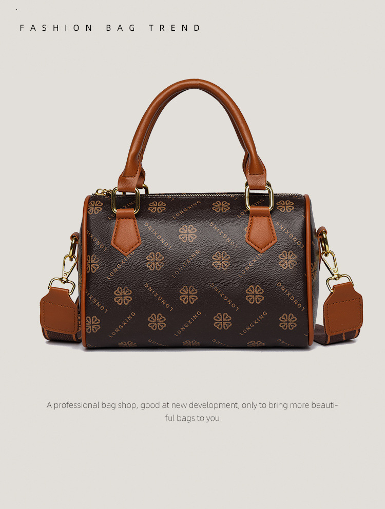 2025 New Designer Handbag Outdoor Niche Boston Simple Print Women's Single-shoulder Bag