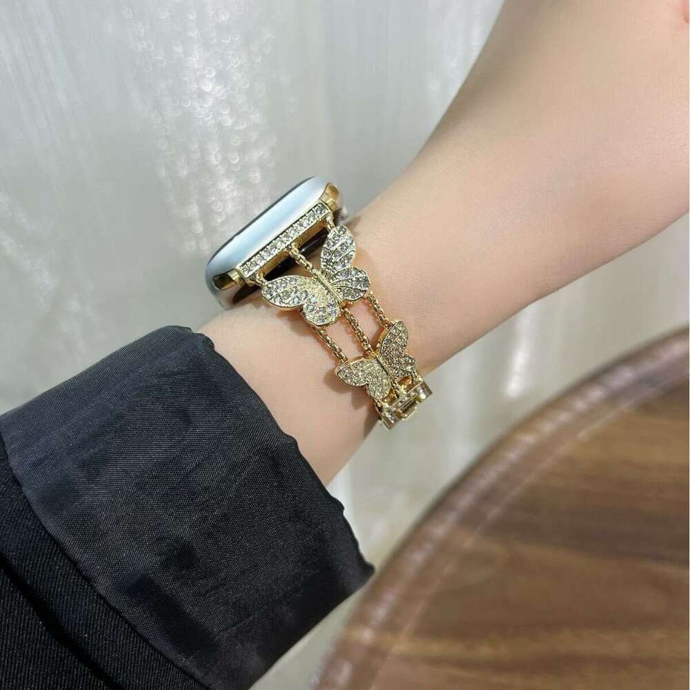 Accessories Suitable for Metal with Apple Watch iWatch Butterfly Diamond Strap applewatch series 10 8 9 7 6