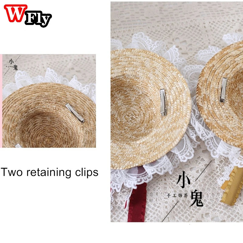 Harajuku Sweet Women Girls Summer Straw hat Beach Sun Hat Handmade kawaii Lolita Princess Lace Bow Straw Hats decorate Headdress 250516