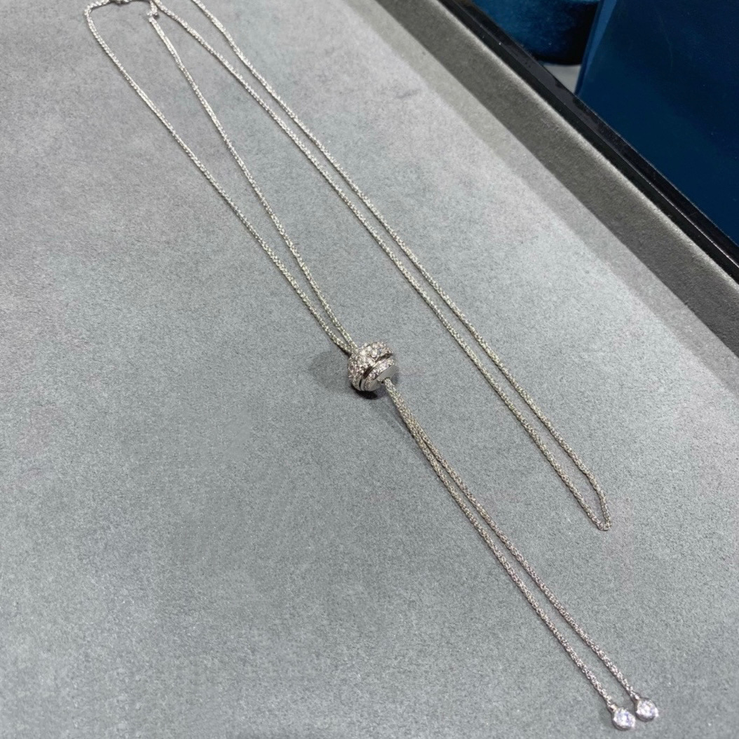 V Gold Plated Mic Gold High Quality Running Push Pull Necklace Handmade Diamond Set Shining tassel Long Sweater Chain