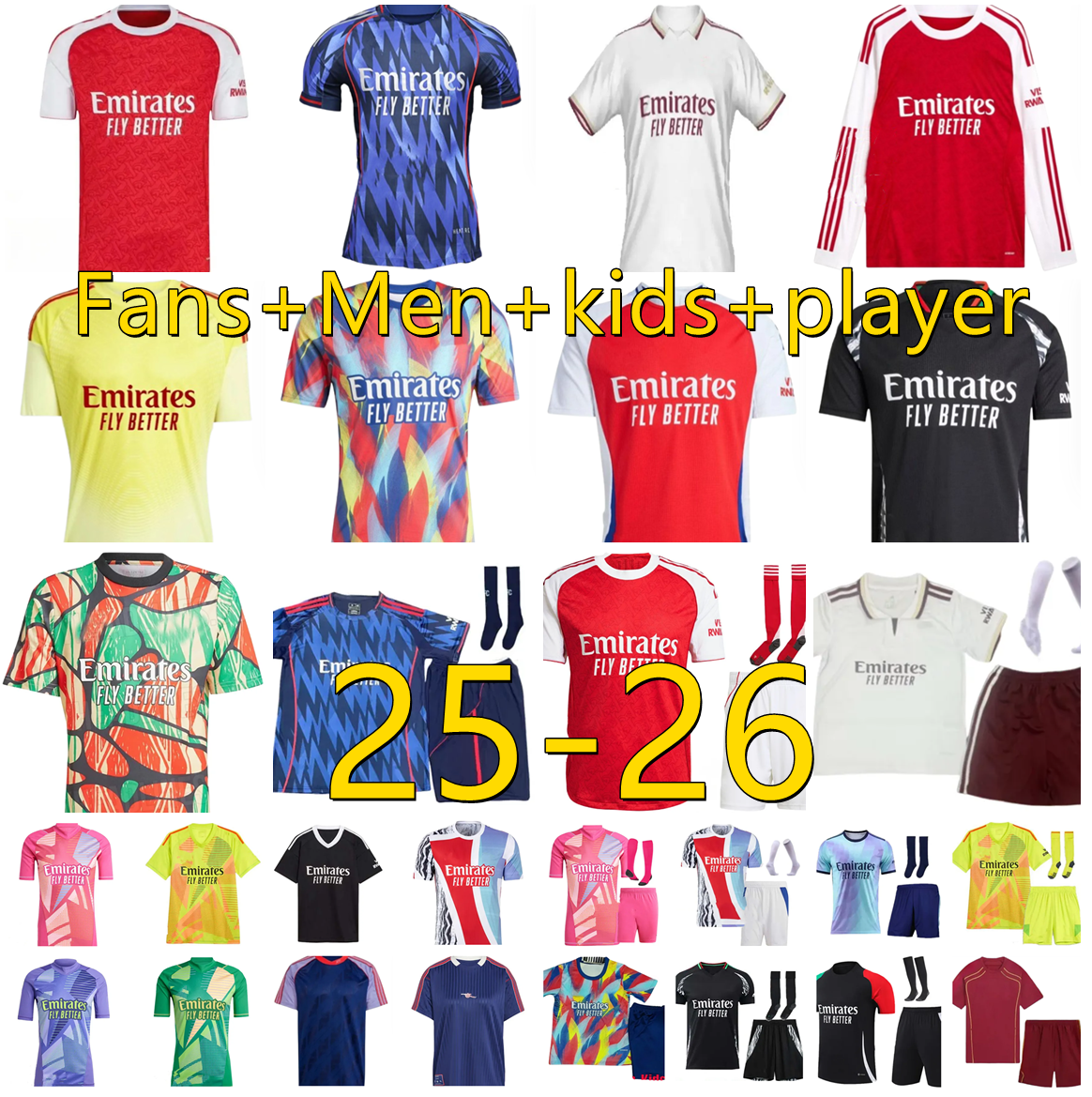 arsenalfootball kits 25 26 RICE SAKA STERLING Fans Player J.TIMBER MARTINELLI RUSSO 2025 2026 football shirt Men Kids ODEGAARD SAMBI FABIO VIEIRA SALIBA HAVERTZ