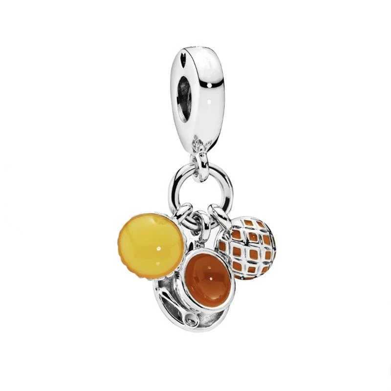 DIY Sparkling Wine Bottle Cooffe Pot Cream Dangle Charm Bead Fit Original 925 Sterling Silver Bracelet Fashion Jewelry GiftXJ250517