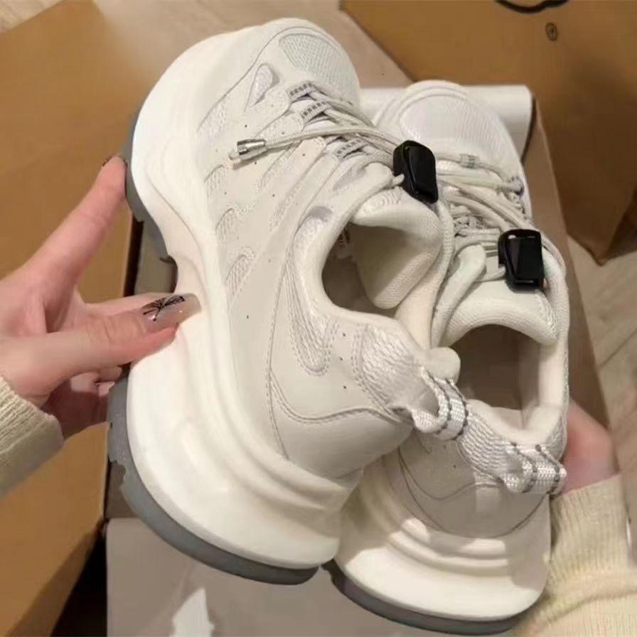 Thick soled repeated fishbone dad new mountaineering designer fashionable running height increasing casual women's shoes