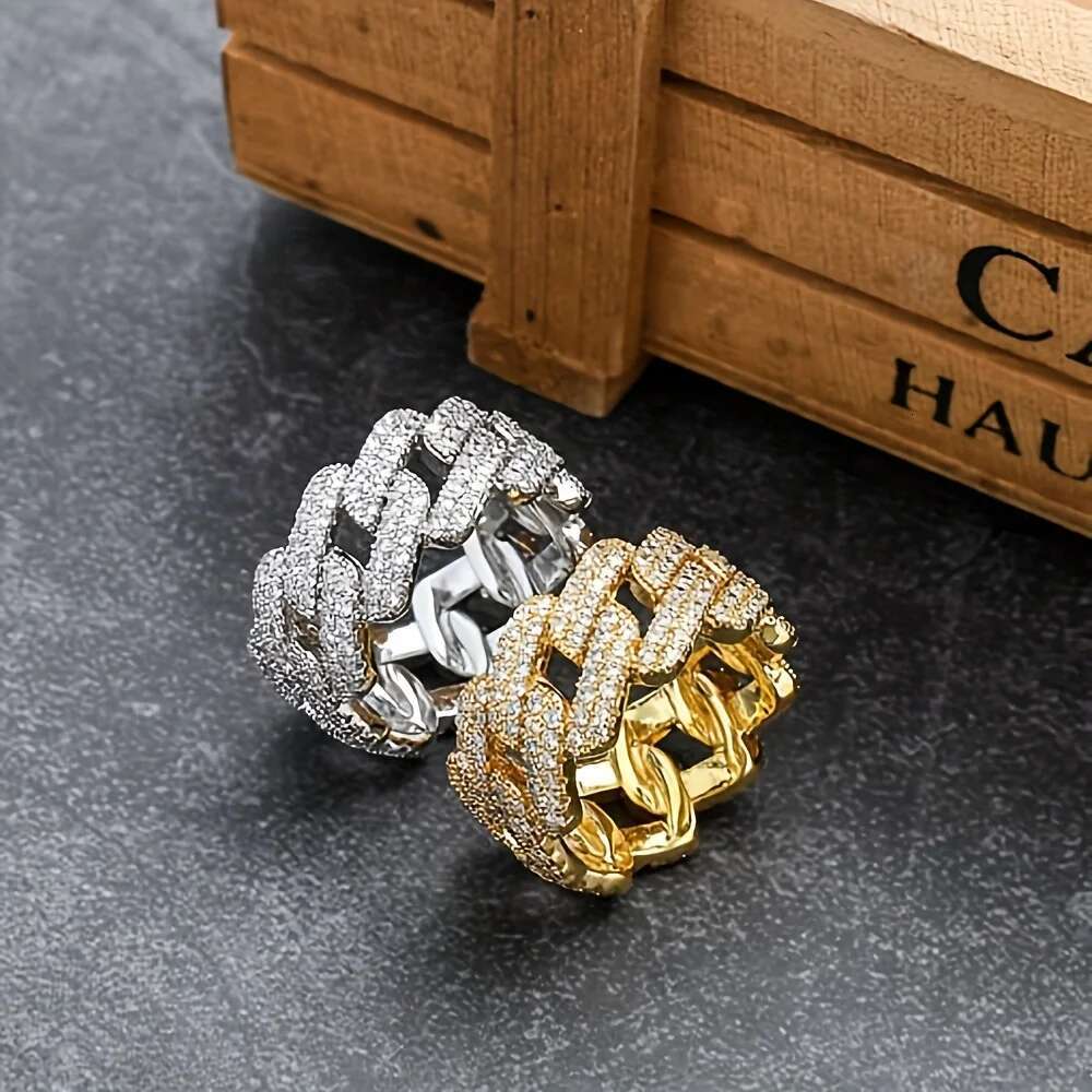 1pc S925 Sterling Silver with 5.4CT Moissanite American Street Hip Hop Cuban Ring Unisex Gemstone Jewelry | Gifts for Mother |