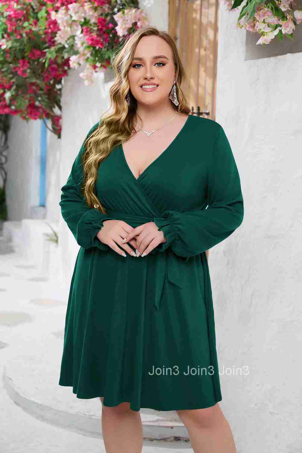 Hot Selling Fashion Temperament Solid Color V-neck Large Dress