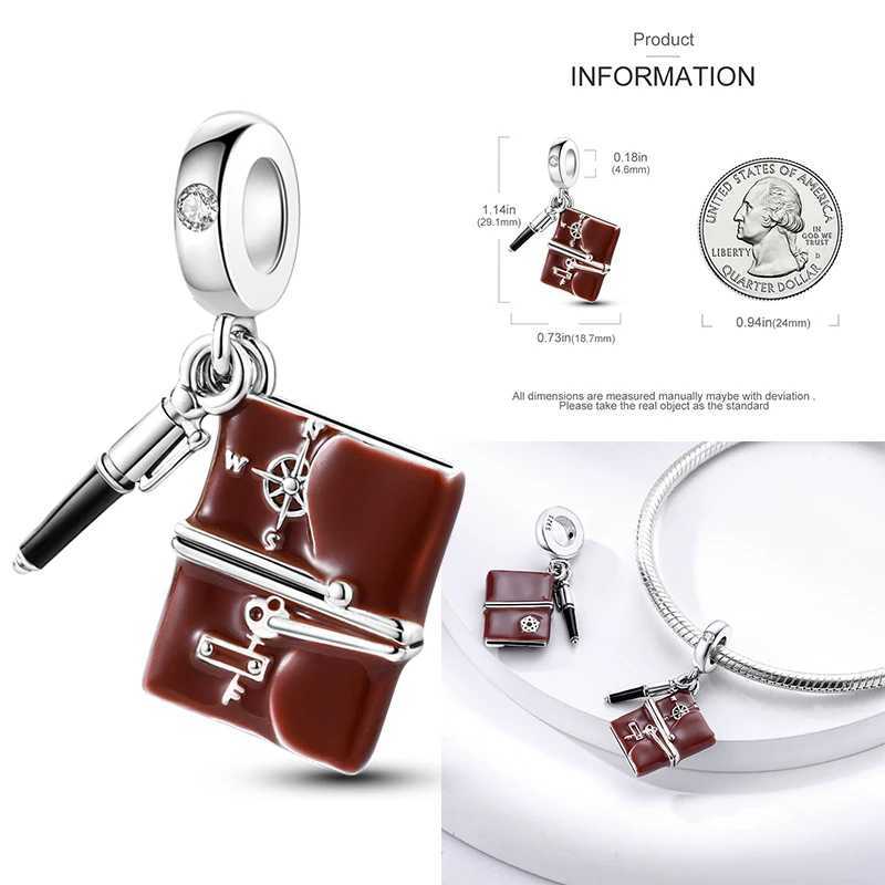 925 Sterling Silver School Backpack Book Pencil Trophy Charm Beads Fit The Original Charm Bracelet Women DIY JewelryXJ250517