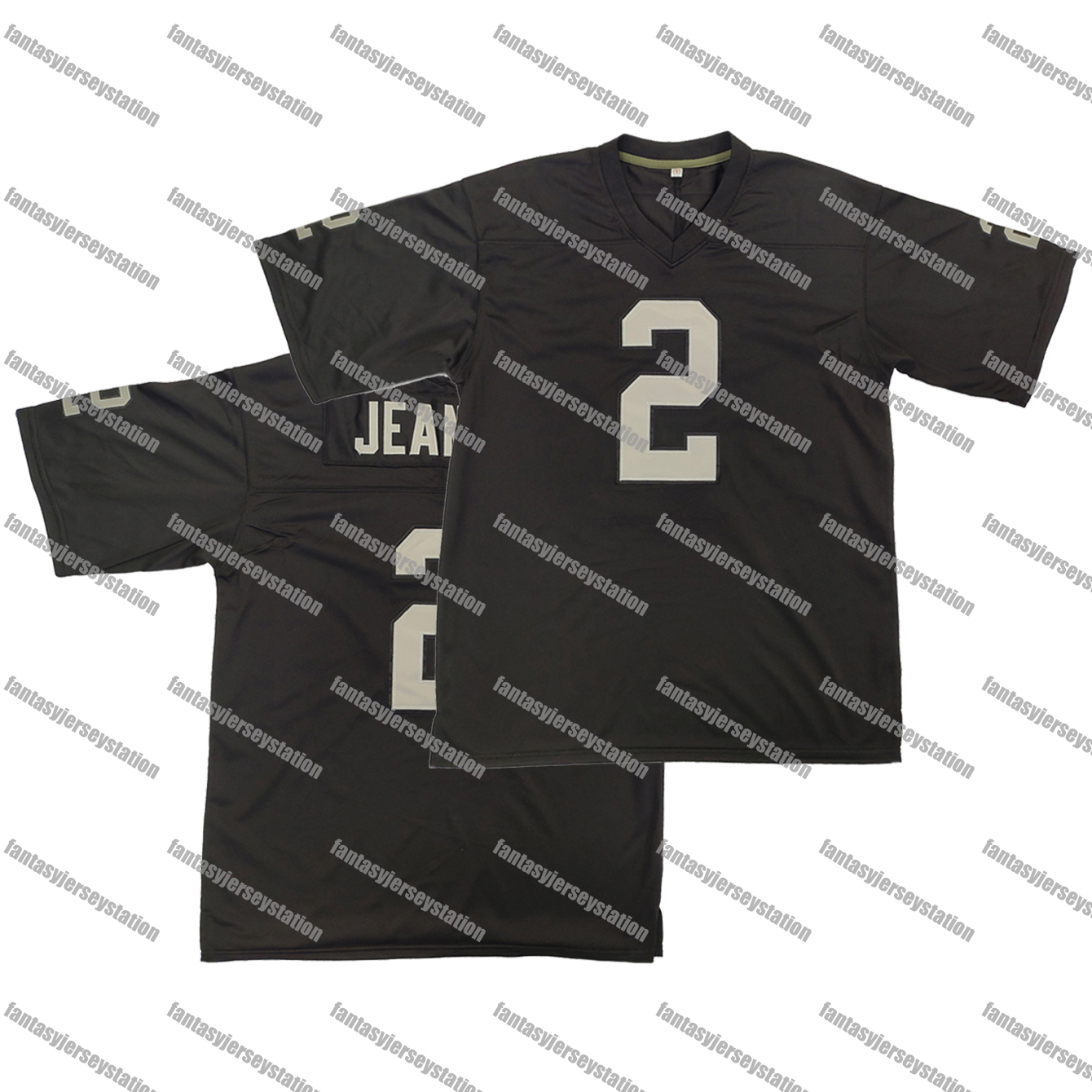 IN STOCK Men's 2 Black Jeanty Polyester Football Jersey, V-Neck Short Sleeve Sports Top, Loose Fit for Soccer, Cycling, Everyday & Athletic Activ