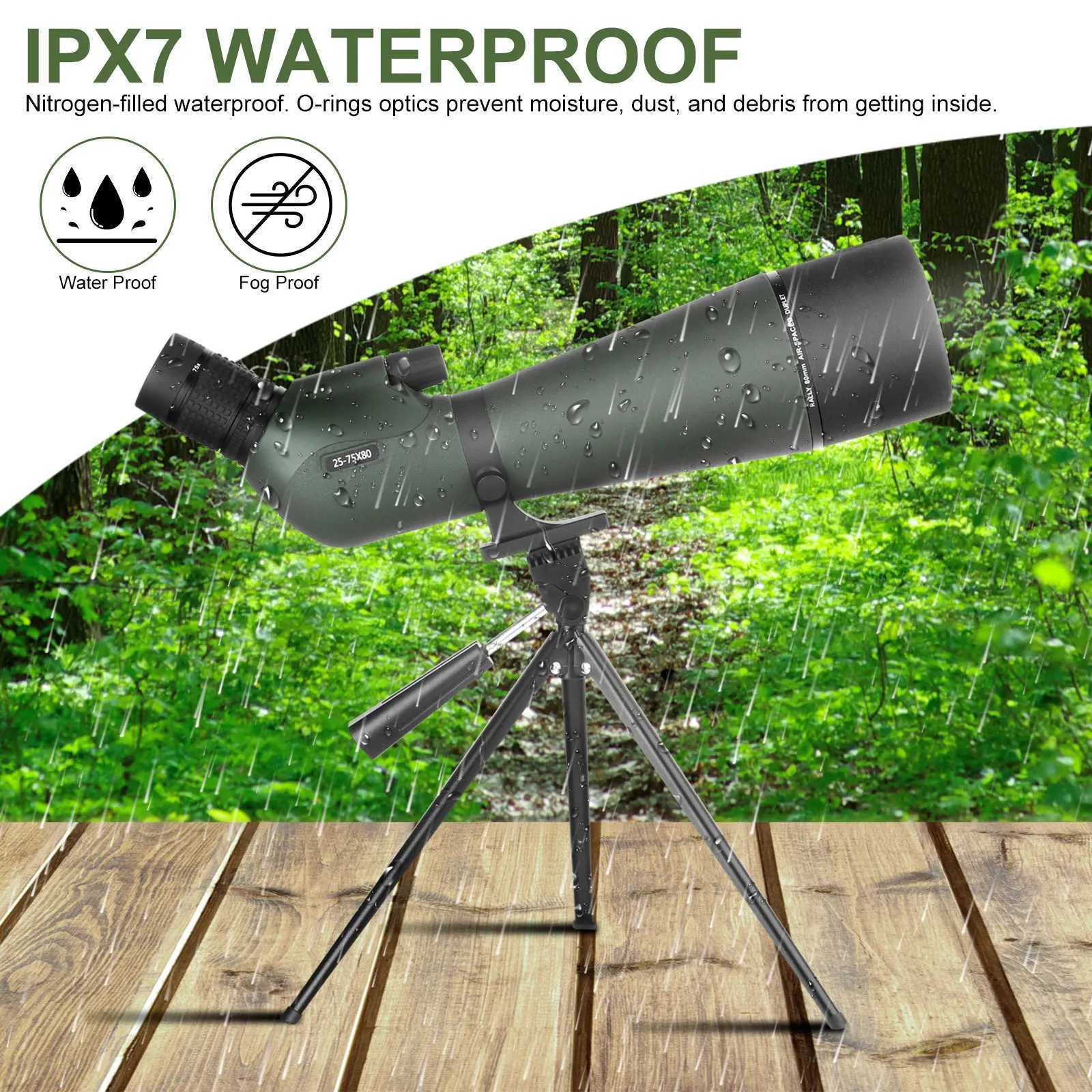 25-75x80 Telescope Spotting Scope Large Field Powerful Zoom Monocular With Phone Adapter Tripod For Bird Watching Camping Y250516
