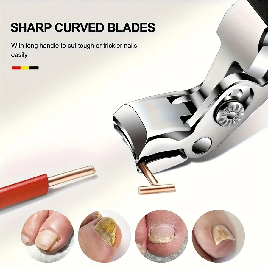 4pcs Professional Toenail Clipper Set - Stainless Steel Wide Jaw Splash-Proof Easy to Clean - Perfect for Thick Nails Men 250517