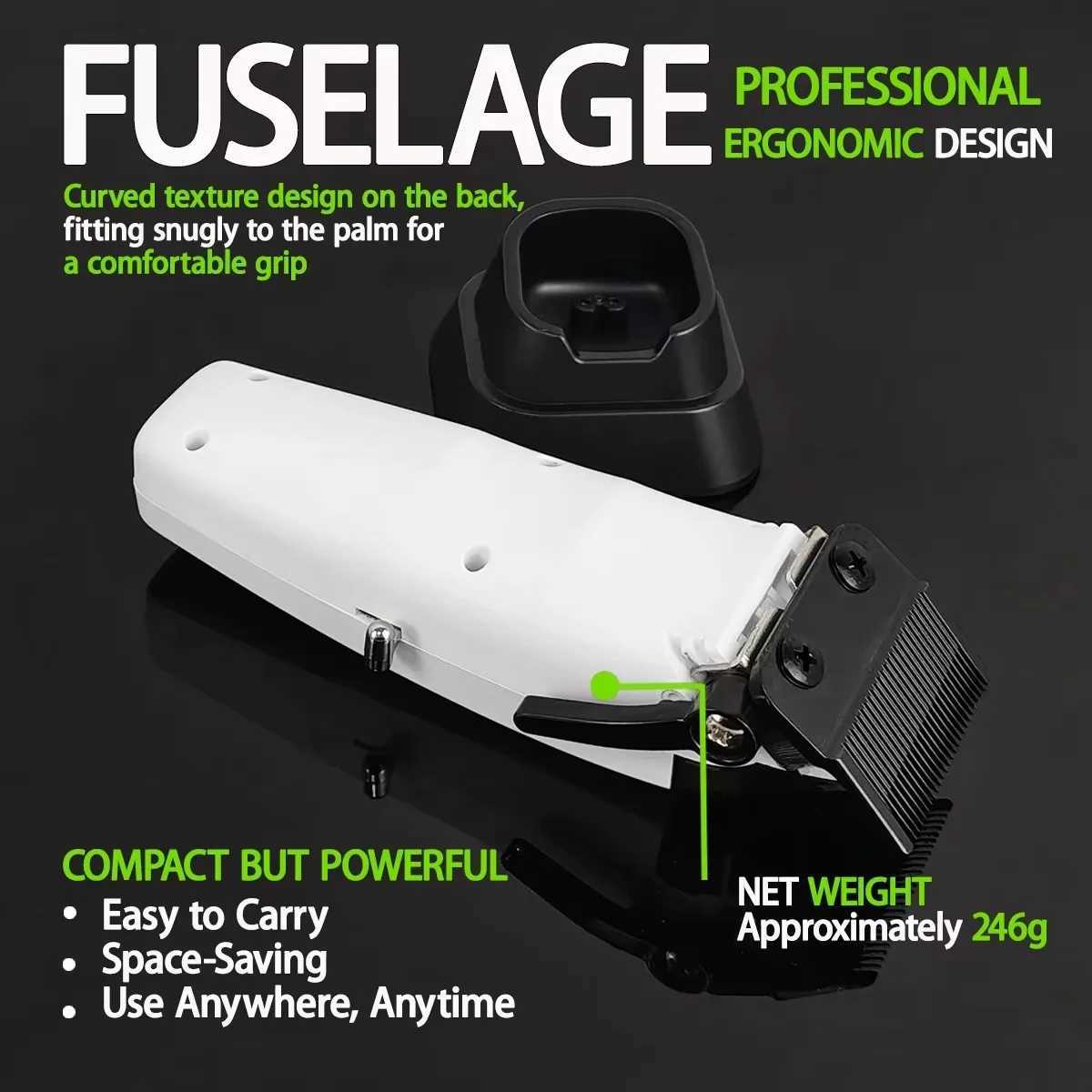 Professional Brushless Motor Hair Clipper 106B Electric Cordless Trimmer 7500RPM Ultra Thin Moving DLC with Base R250517 RCRX