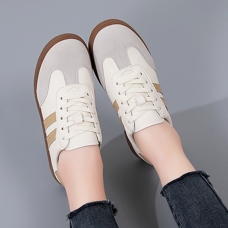 Free shipping for designer ladies 2025 cross-border large-sized casual flat shoes, color-matching retro ins sports sneakers, white sneakers, 35-44 siz
