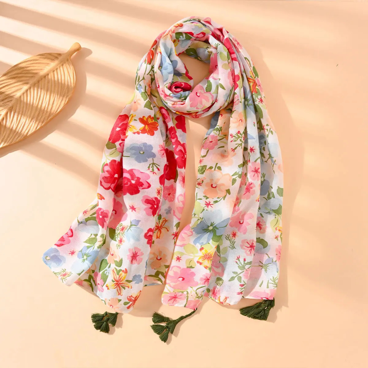 2025 Ladies Hawaiian Style Beach Scarf Shawl Bohemian Floral Line Elements SpringSummer Outing Casual Accessories Latest 250517
