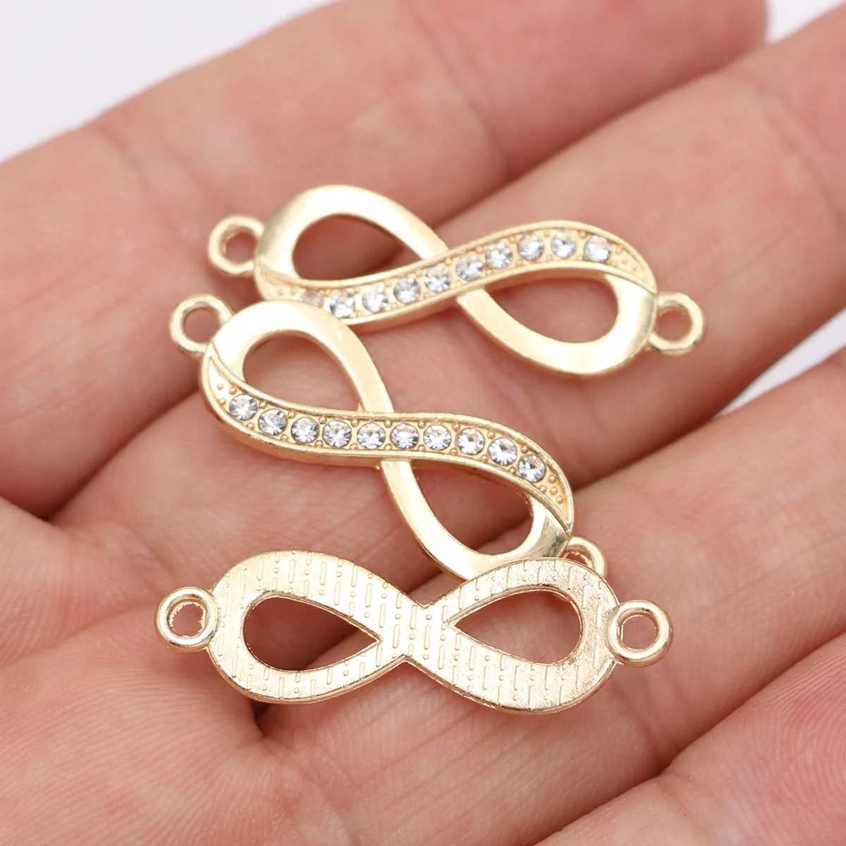 10Pcs Gold Plated Crystal Infinity Charm Connector for Jewelry Making Bracelet DIY Necklace Findings AccoriesXJ250517