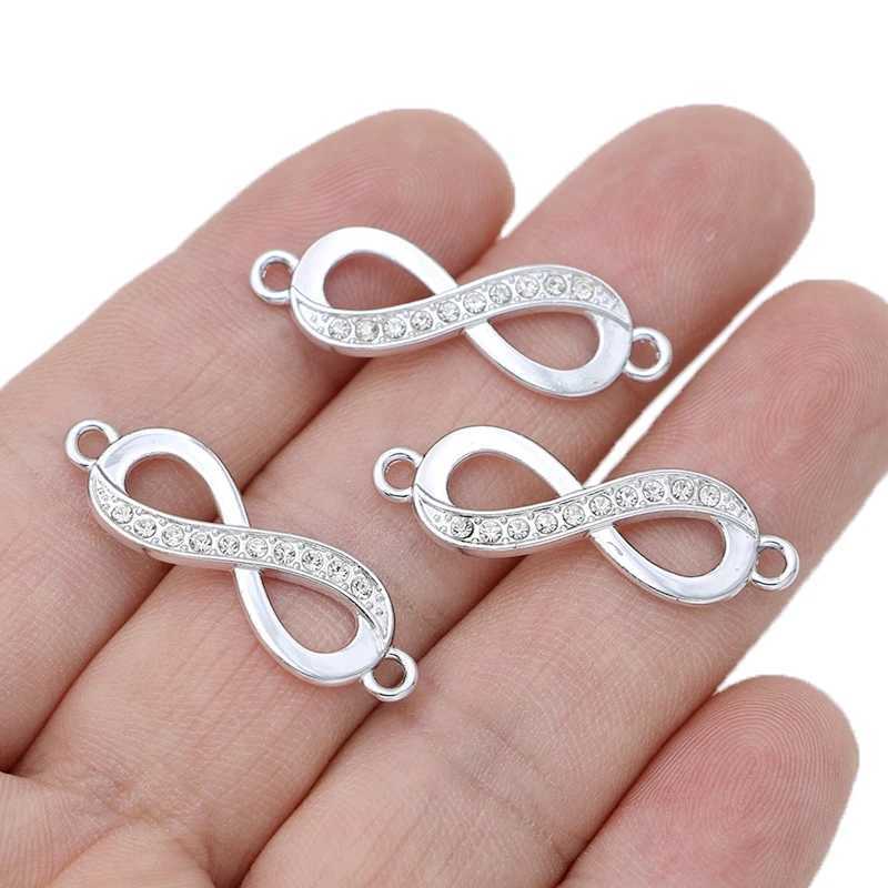 10Pcs Gold Plated Crystal Infinity Charm Connector for Jewelry Making Bracelet DIY Necklace Findings AccoriesXJ250517
