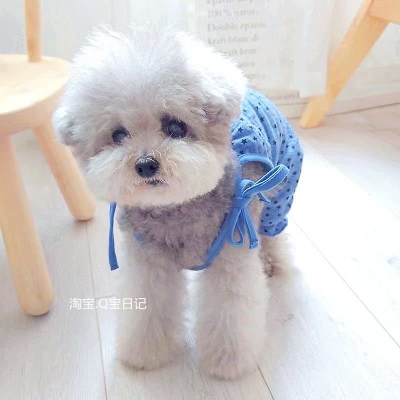 T00224 Pet Bichon Schnauzer Teddy Dog Clothes Autumn and Winter Thin Denim Clothes Four-legged Clothes Cute and Handsome
