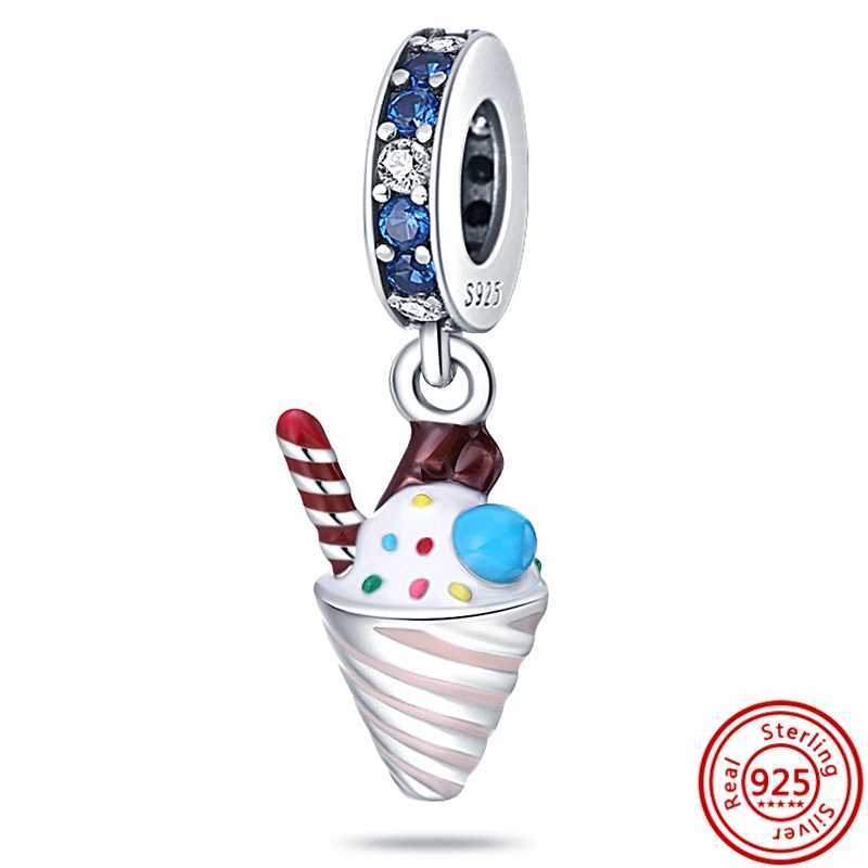 925 Silver Sterry with Cherry Fruits Cream Coffee Cup Pendant Sweet Beads Fit Original Pantaro Charms Bracelet JewelryXJ250517