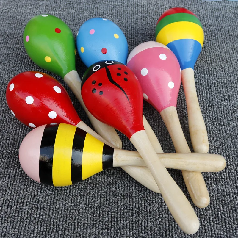 Wooden Maracas Big 19.5CM Kids Baby Rattles Egg Shaker Sand Hammer Toys Noisemakers For Party Favors Carnivals Festival Birthday Gifts