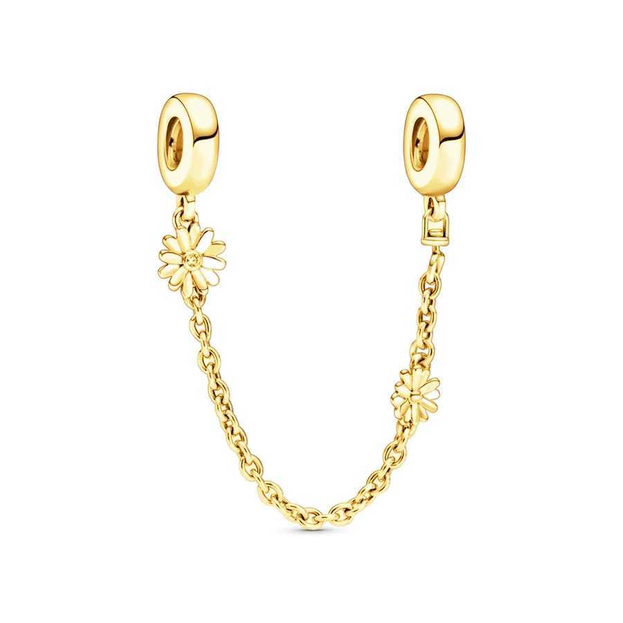 Gold Family Tree Daisy Safety Chain Lucky Hazelnut Cherry Blossom Clip Charm Beads Fit Original 925 Silver Bracelet DIY JewelryXJ250517