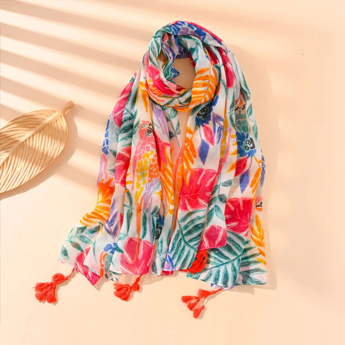 2025 Ladies Hawaiian Style Beach Scarf Shawl Bohemian Floral Line Elements SpringSummer Outing Casual Accessories Latest 250517