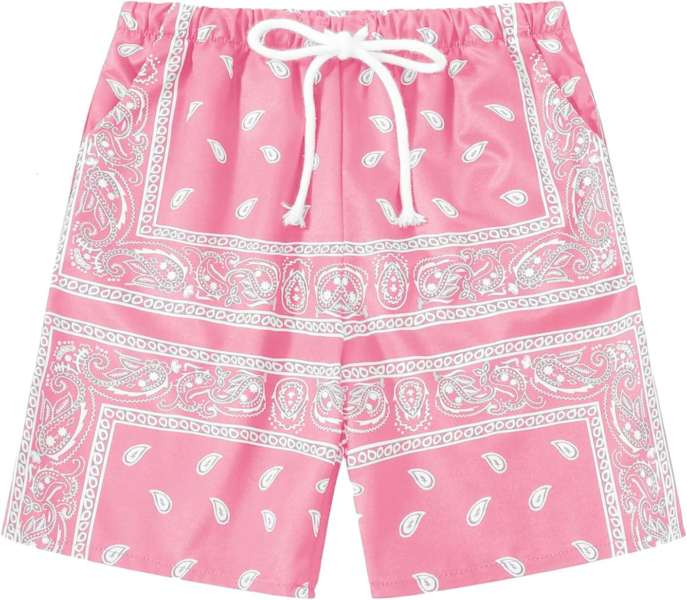 Mens Shorts Boys Summer Boho Paisley Print Shorts Casual Kids Drawstring High Waisted Graphic Shorts With Pocket Graphic Beach Swim Sweat Pants