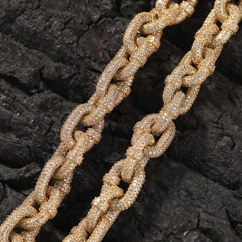 14mm High Quality Hip Hop Infinity Links Lock Chain Necklace Full 5A Zircon Vintage Men Jewelry