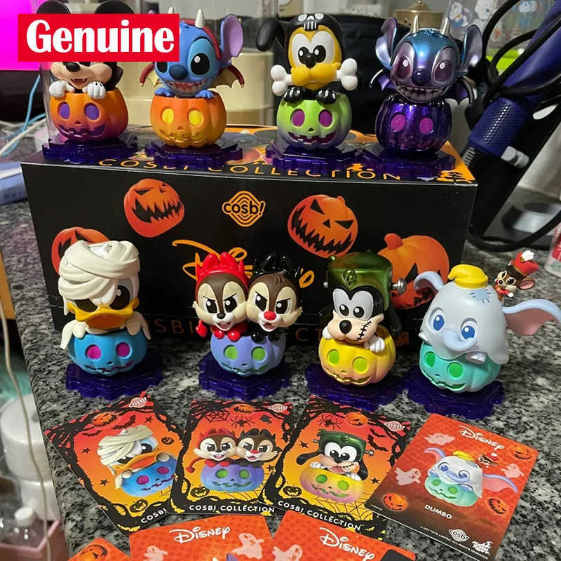 Disney Original Miniso Disney Mickey Mouse And Friends Pumpkin Series Blind Box Cartoon Stitch Mickey Figure Halloween Gifts For Kids W250517