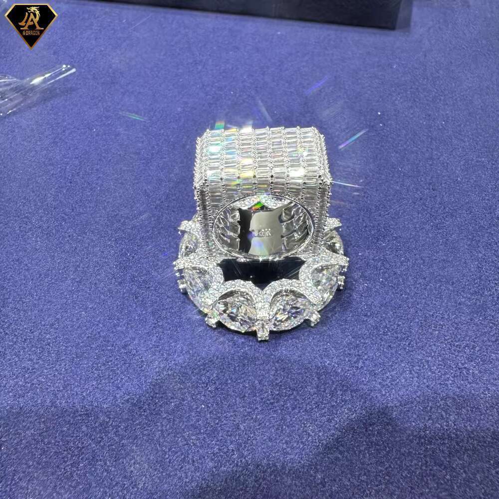 Fashionable hip-hop silver gold-plated ring, equipped with VVS ice out silica men's and women's GRA certificates