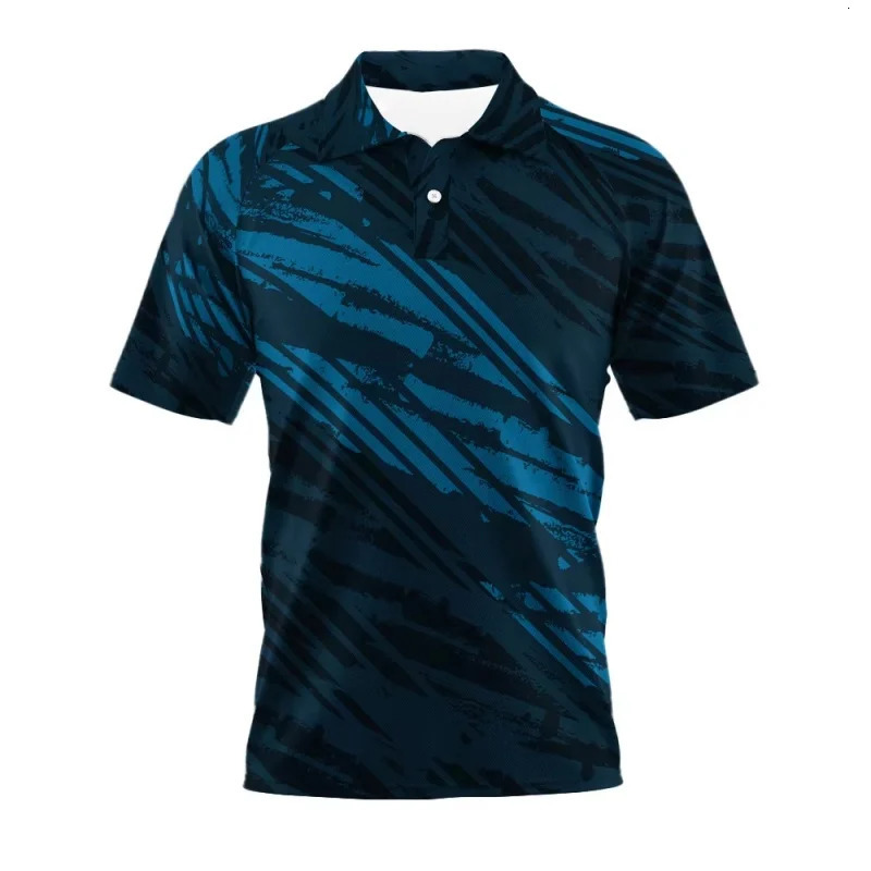 Stripe Geometry Polo Shirt For Men Colorful Pattern 3D Printed TShirts Summer Street Casual Short Sleeve Loose Tops Lapel Tees 250506Z