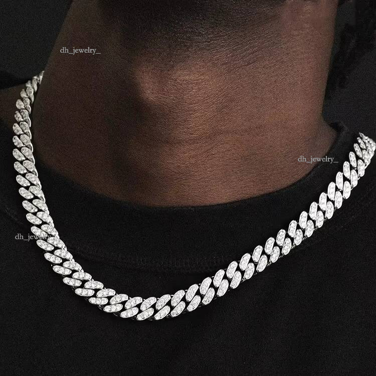 Bling Hip Hop 6mm 10mm Single Row Sier Pass Dia Tester Moissanite Necklace Cuban Link Chain